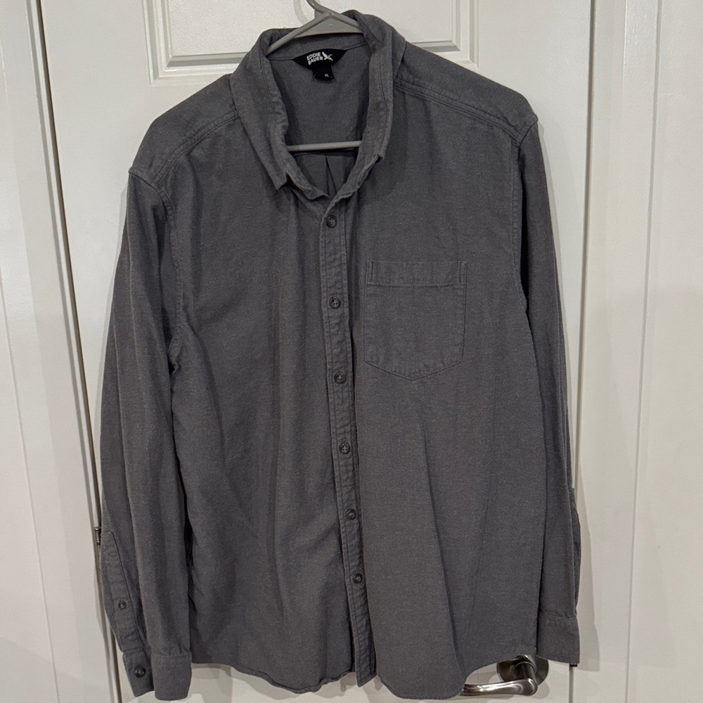 Eddie Bauer Dark Gray Casual Button-Down Shirt